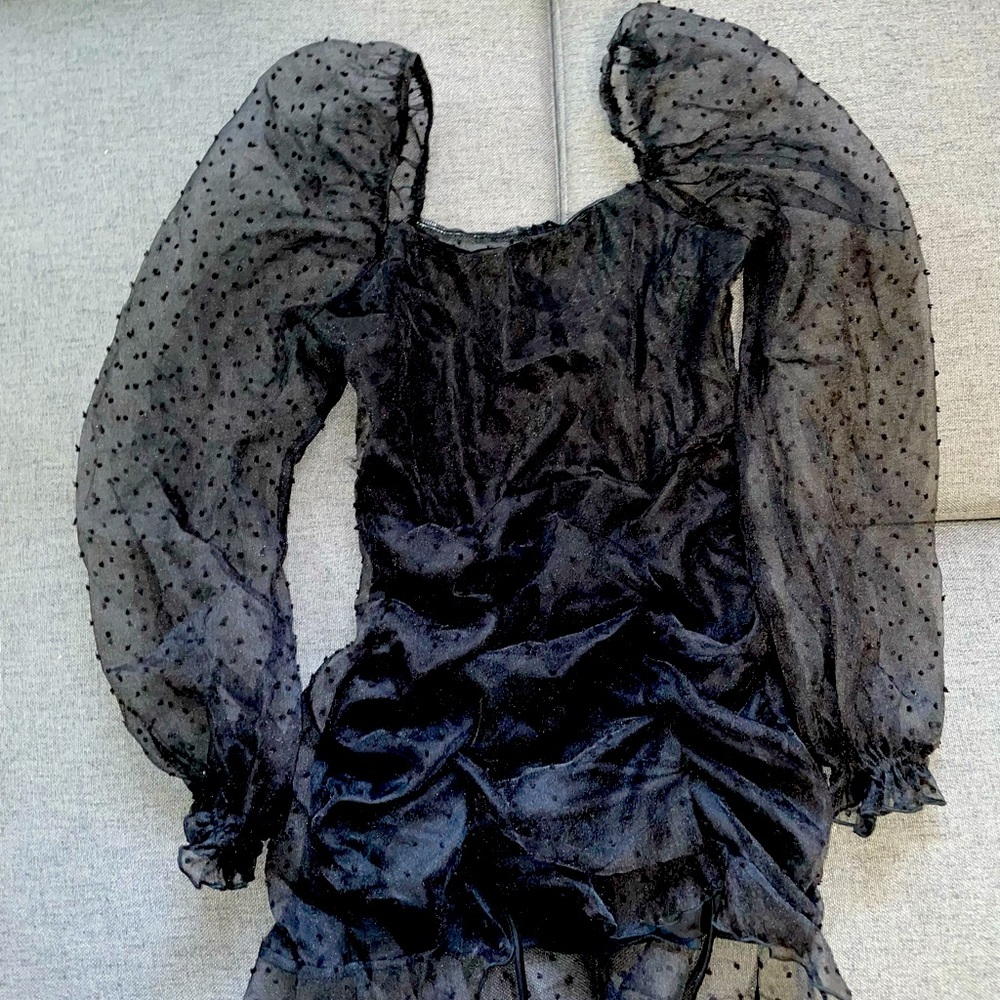 lucy in the sky black mesh dress